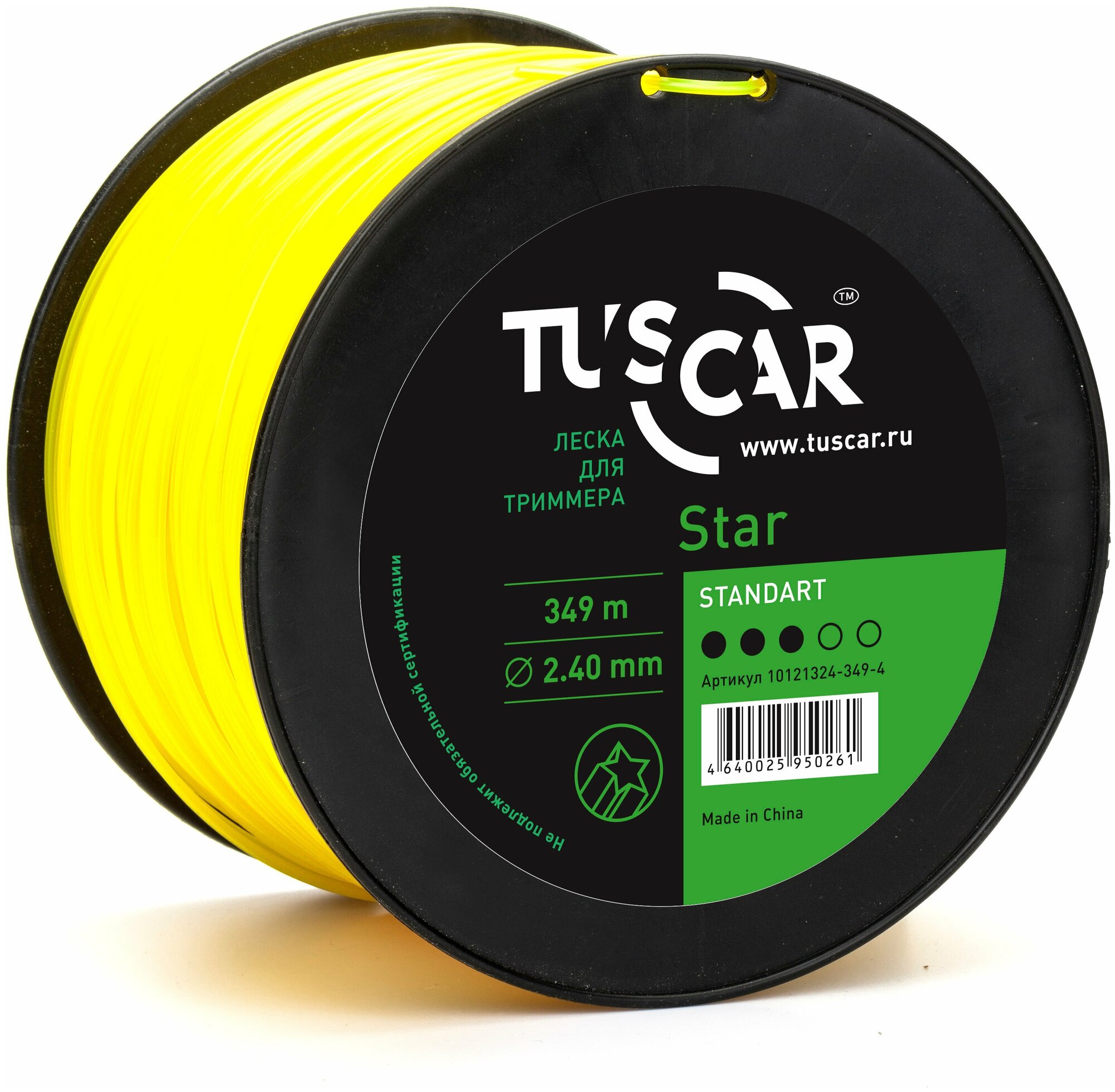 Леска для триммера TUSCAR Star Standart, 2.40мм* 349м - фотография № 1