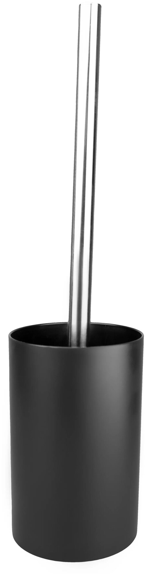 Ершик для унитаза напольный с подставкой черный, алюминиевая ручка, ершик для туалета PROFFI - фотография № 1