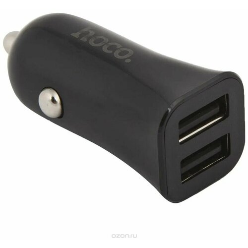 Автомобильное зарядное устройство Hoco Z12 на 2 USB 2.4A, черное universal car charger usb vehicle dc 12 24v dual usb charger 2 port power socket 5v 2 1a 1a metal car charger adapter cc003