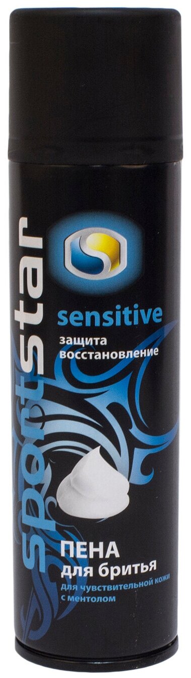 Пена для бритья Sensitive для чувствительной кожи с ментолом SportStar, 200 мл