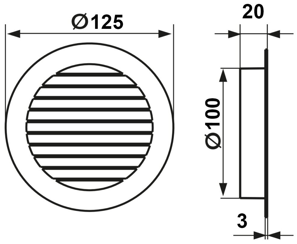 Решетка вентиляционная круглая D100 мм RAL8019 серо-коричневый матовый - фотография № 2