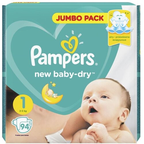 фото Подгузники pampers new baby-dry newborn (2-5 кг) джамбо упаковка 94шт