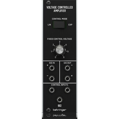 Behringer 902 VOLTAGE CONTROLLED AMPLIFIER модуль синтезатора: VCA, 2 входа/2 выхода с разной полярностью, формат Eurorack ad8368 module controlled gain amplifier operational amplifier differential amplifier competition module