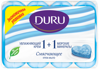 DURU Крем-мыло кусковое Soft sensations 1+1 Морские минералы, 4 шт., 80 г