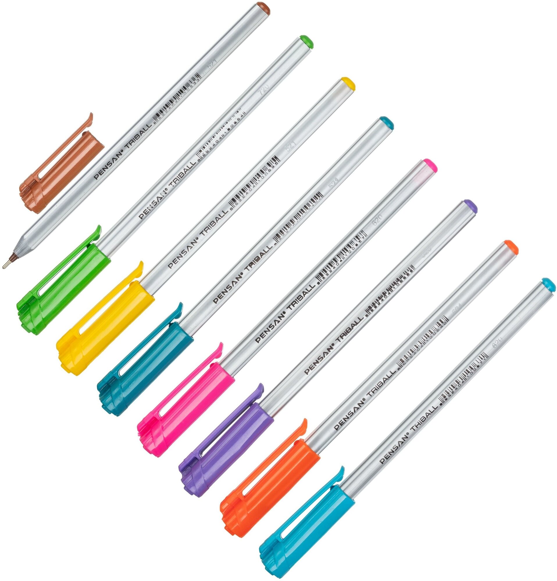 Ручка шариковая неавтомат. PENSAN TRIBALL набор8цв,1,0, масл,1003/PVC8