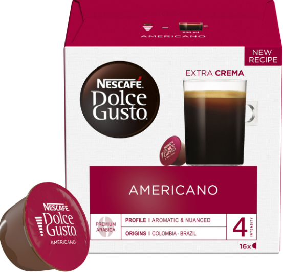 Кофе натуральный жареный молотый Nescafe Dolce Gusto Americano 16 кап,136г