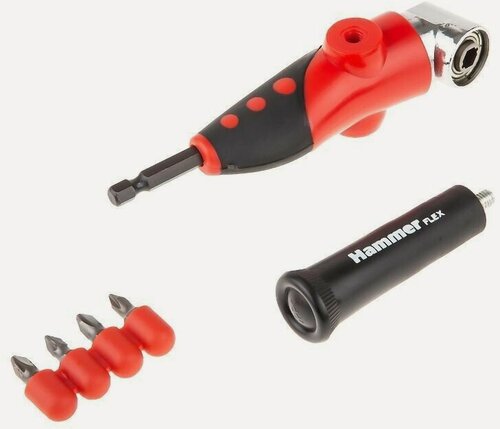 Изображение товара Насадка угловая на дрель Hammer Flex AB10 4 биты в комплекте