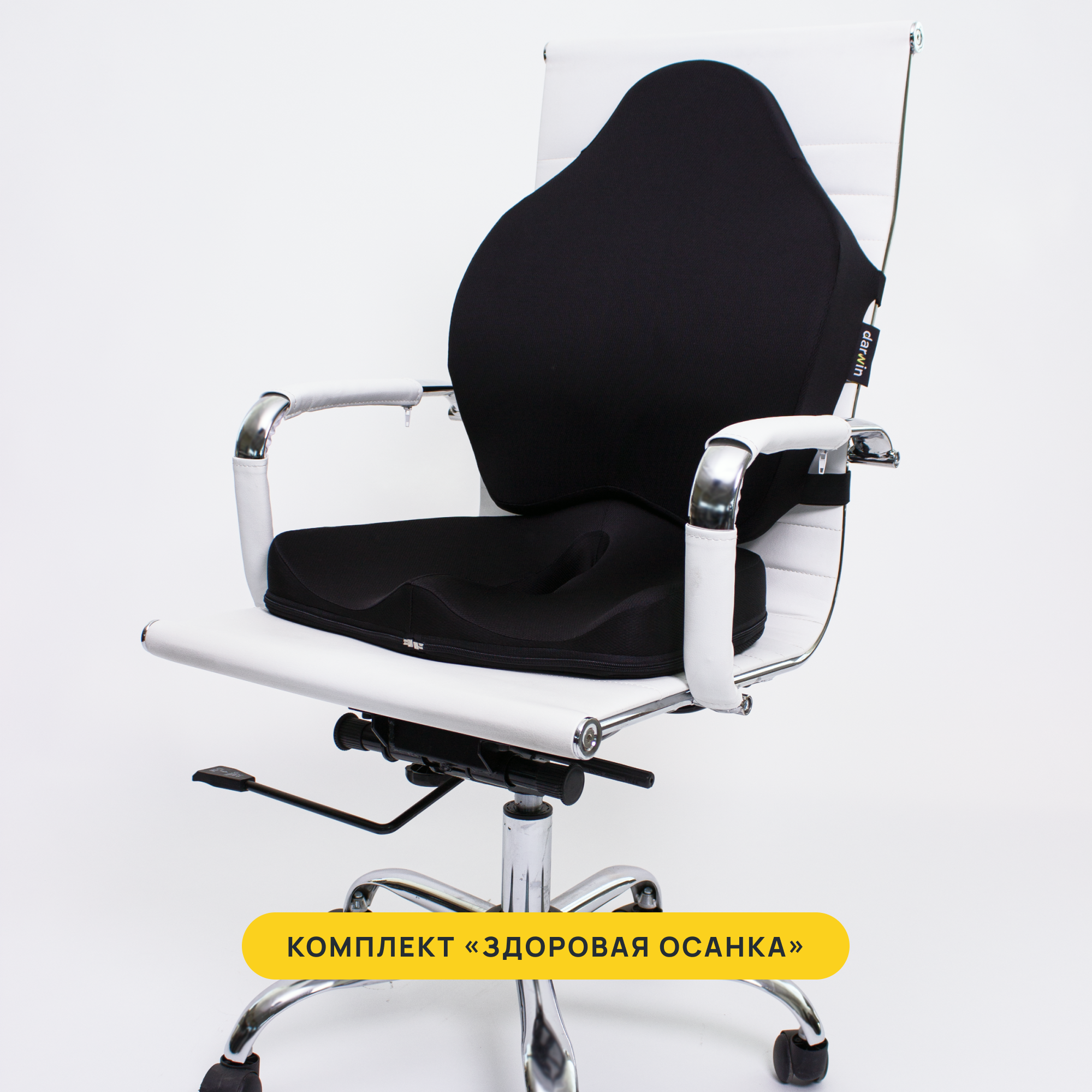 Подушка на стул для спины Darwin с эффектом памяти, анатомическая, ортопедическая, профилактическая, 45х55 см, высота 6 см - фотография № 3