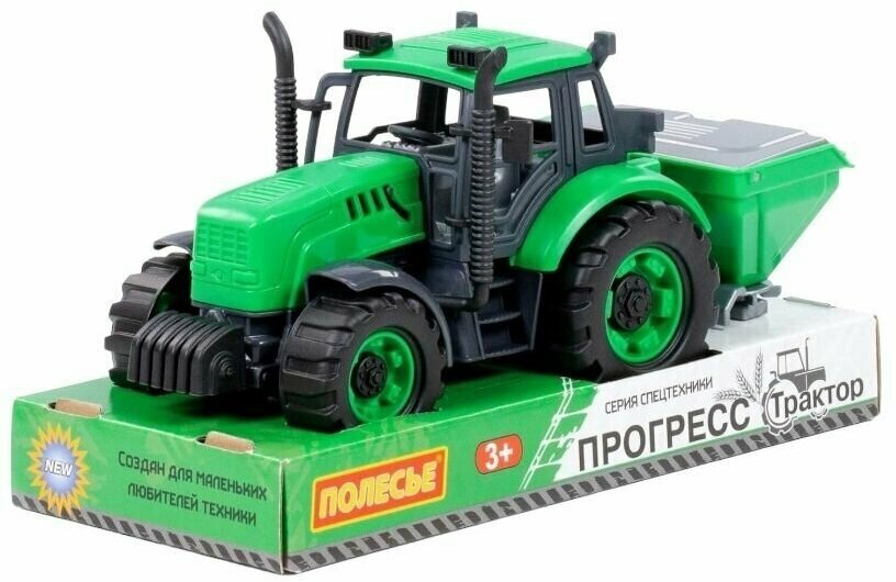 Трактор "Прогресс" сельскохозяйственный инерционный (зелёный 94179 Полесье - фото №3