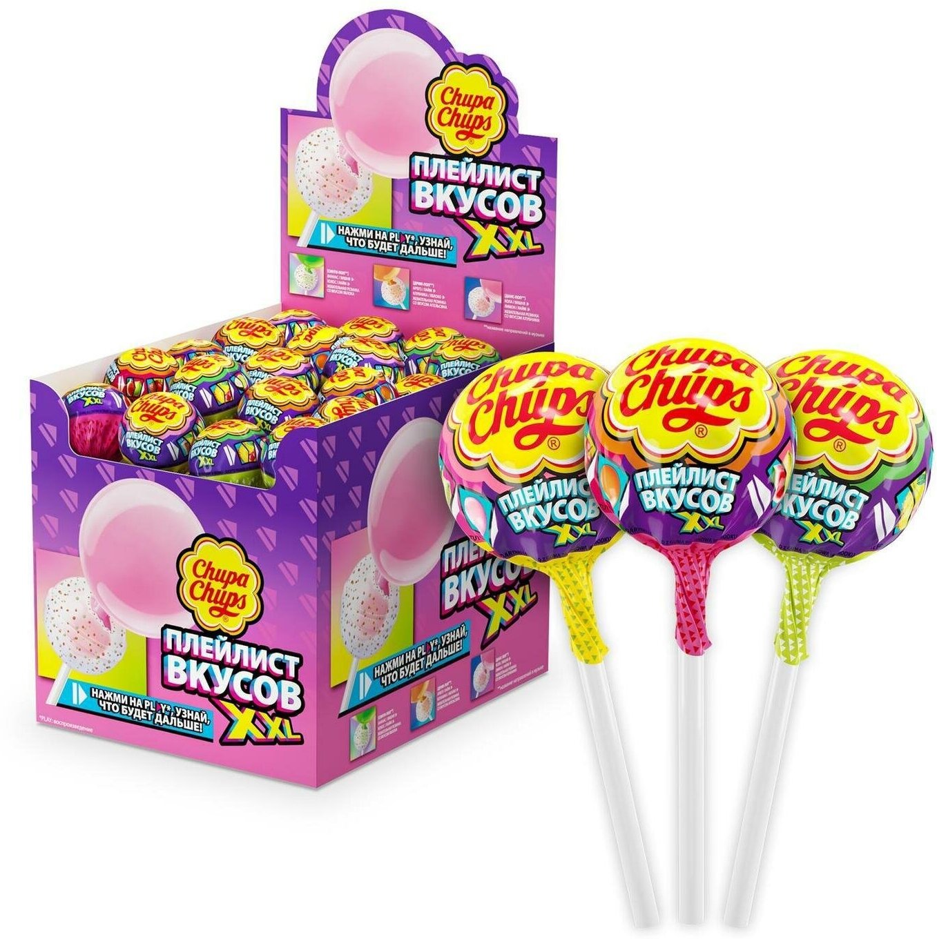 Карамель Chupa Chups Плейлист вкусов XXL, 40 шт по 29 г