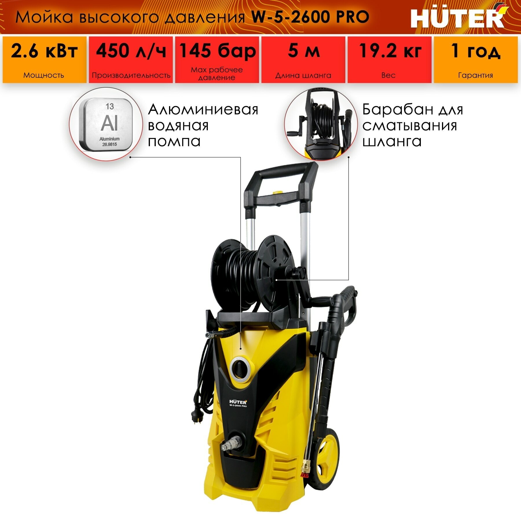 Мойка HUTER W-5-2600 PRO //Асинхронная, 2600Вт, 210бар - фотография № 20