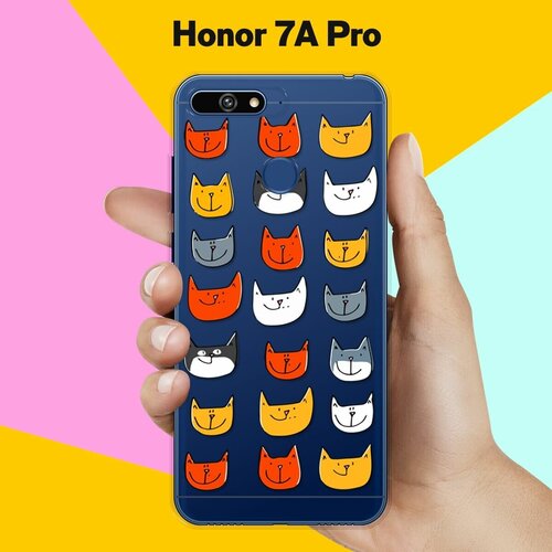 Силиконовый чехол Узор из котов на Honor 7A Pro силиконовый чехол узор из ленивцев на honor 7a pro