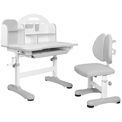 Комплект Anatomica Amadeo парта + стул + надстройка + выдвижной ящик серый