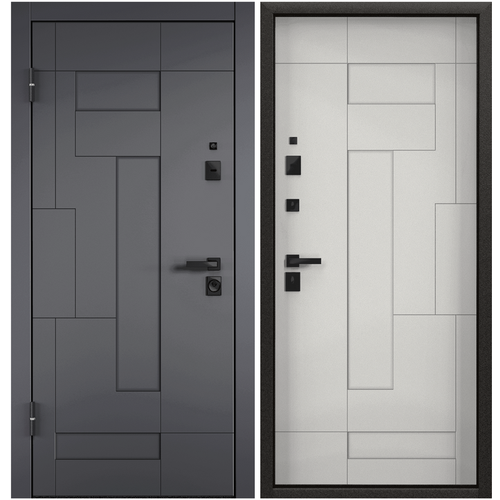 Дверь входная для квартиры Torex Defender X 950х2050, левый, тепло-шумоизоляция, антикоррозийная защита, замки 4-го класса защиты, серый/белый дверь входная для квартиры torex defender x 950х2100 правый тепло шумоизоляция антикоррозийная защита замки 4 го класса зеркало черный белый