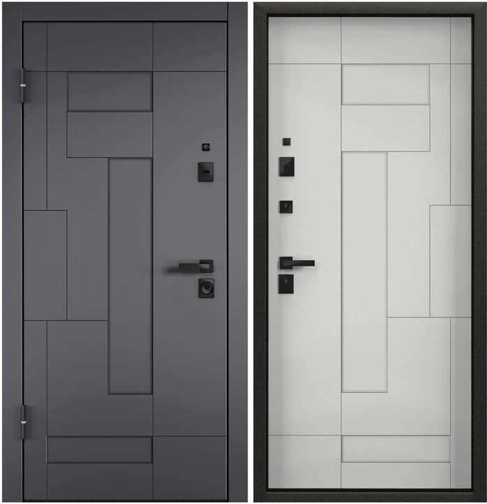Дверь входная для квартиры Torex Defender X 950х2050, левый, тепло-шумоизоляция, антикоррозийная защита, замки 4-го класса защиты, серый/белый
