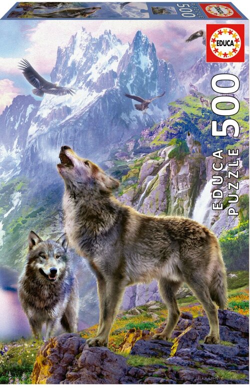 Пазл Educa 500 деталей: Волки в скалах