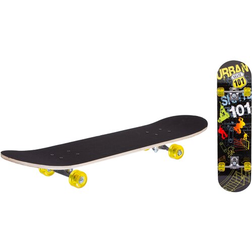 Скейтборд детский деревянный. черный с принтом. арт IT106690