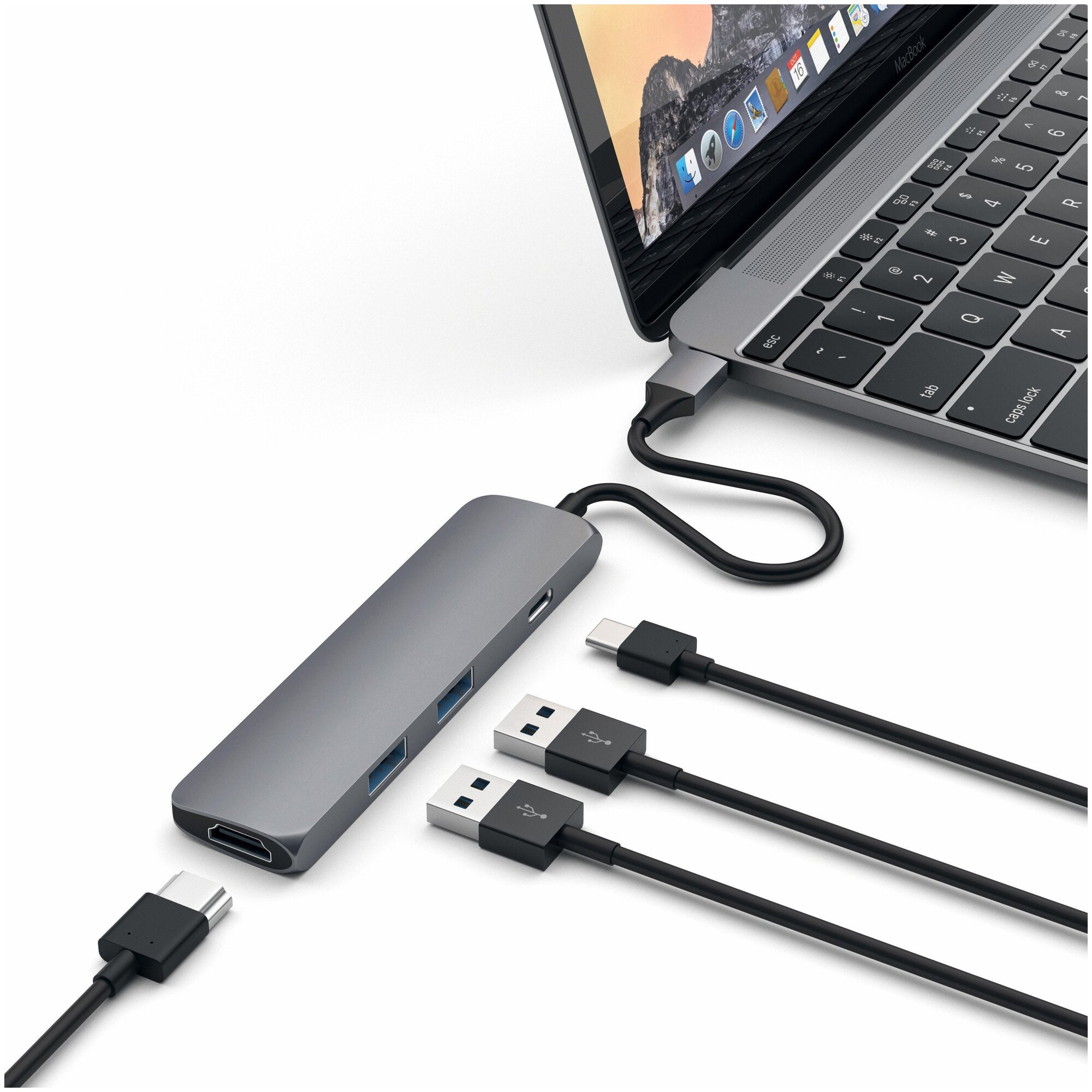 USB-концентратор Satechi Slim Aluminum Type-C Multi-Port Adapter 4K разъемов: 4