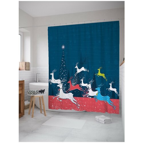 фото Штора для ванной joyarty олени в спешке 180х200 (sc-7972838)