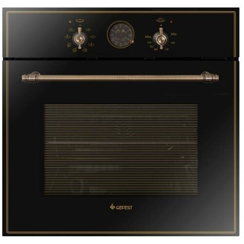 Электрический духовой шкаф GEFEST ЭДВ ДА 622-02 К83 черный с рисунком ретро 27552₽