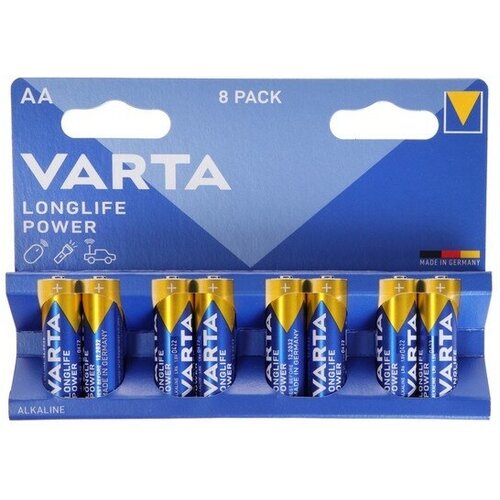 Батарейка алкалиновая Varta LongLife Power, AA, LR6-8BL, 1.5В, блистер, 8 шт. батарейка алкалиновая varta longlife power aaa lr03 8bl 1 5в блистер 8 шт