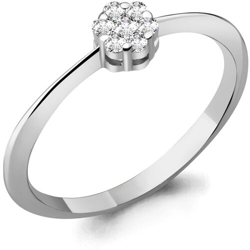 фото Кольцо помолвочное diamant online, белое золото, 585 проба, бриллиант, размер 15, серебристый