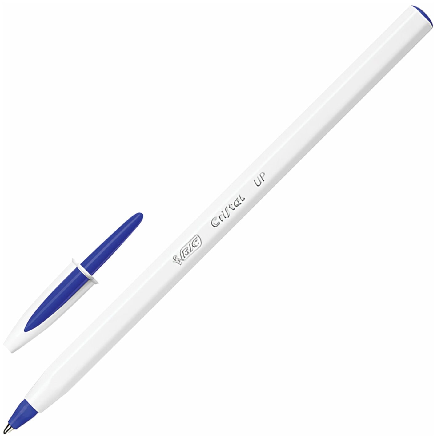 Ручка шариковая BIC "Cristal UP", синяя, корпус белый, узел 1,2 мм, линия письма 0,35 мм (949879)