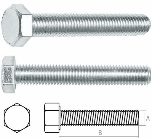 Болт М8х45 мм шестигр, цинк, кл. пр. 8.8, DIN 933 (50 шт в карт. уп.) STARFIX (SMC1-72612-50)