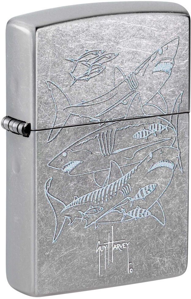 Зажигалка ZIPPO Guy Harvey с покрытием Street Chrome, латунь/сталь, серебристая, 38x13x57 мм