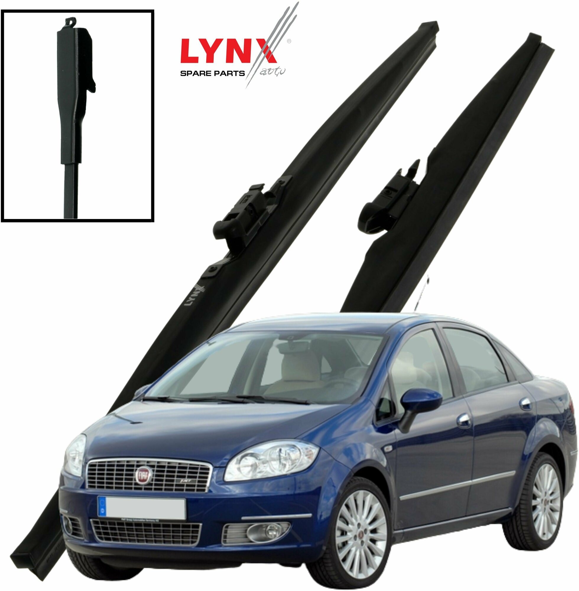 Дворники Fiat Linea (1) 323 / Фиат Линеа 2007 2008 2009 2010 2011 2012 Щетки стеклоочистителя зимние LYNXauto 650мм-380мм к-т 2шт.