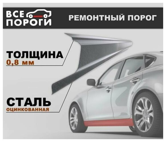 Ремонтные пороги комплект + усилители для Hyundai Grand Starex 2 2007-2015 оцинкованная сталь 0.8 мм (Хендай Гранд Старекс 2)