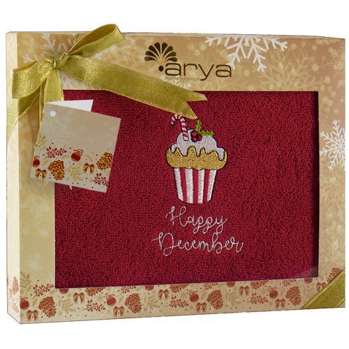 фото Полотенце arya с вышивкой рождество 50x90 happy december