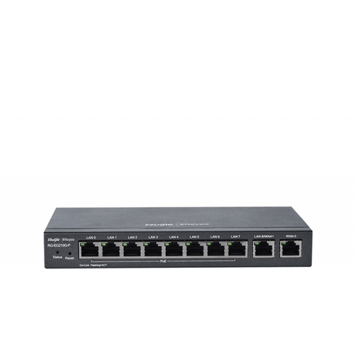 Маршрутизатор Reyee 10-Port Gigabit Cloud Managed Gataway, support up to 8 POE/POE+ ports with 70W POE Power budget, up to 4 WAN ports, support up to 200 concurrent users, 500Mbps. (RG-EG210G-P)