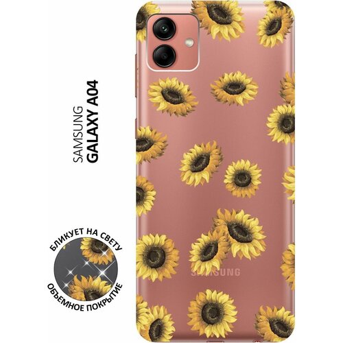 Силиконовый чехол с принтом Sunflowers для Samsung Galaxy A04 / Самсунг А04 силиконовый чехол на samsung galaxy a04 самсунг а04 с 3d принтом amazing irises прозрачный