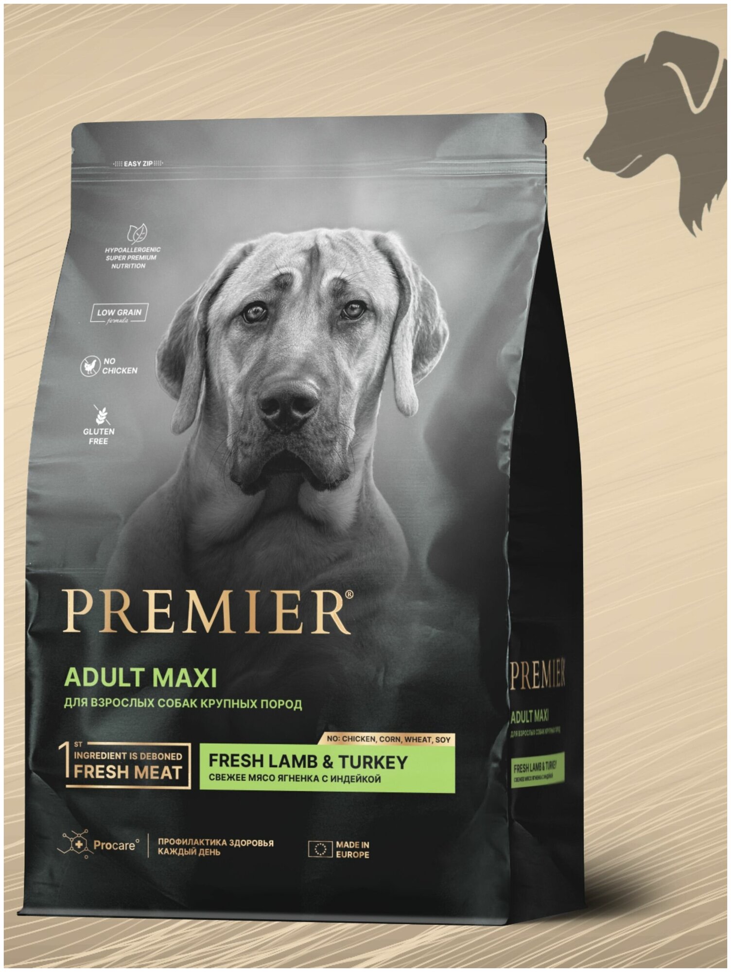 Сухой корм для собак Premier Dog Fresh Lamb&Turkey ADULT MAXI (Свежее мясо ягненка с индейки для взрослых собак крупных пород) 3 кг.