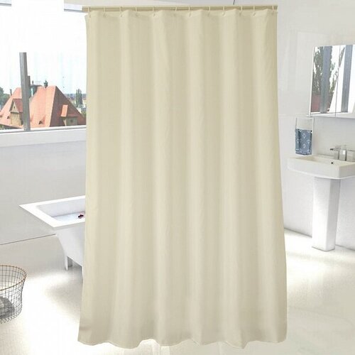 Шторка для ванной комнаты Shine Beige, 180x200 см, цвет бежевый, полиэстер, Carnation Home Fashions, SHI1820BEG