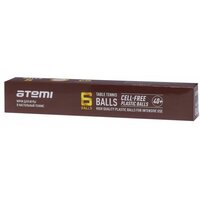 Мячи для настольного тенниса Атеми 3*, пластик, 40+, бел, 6 шт, ATB302