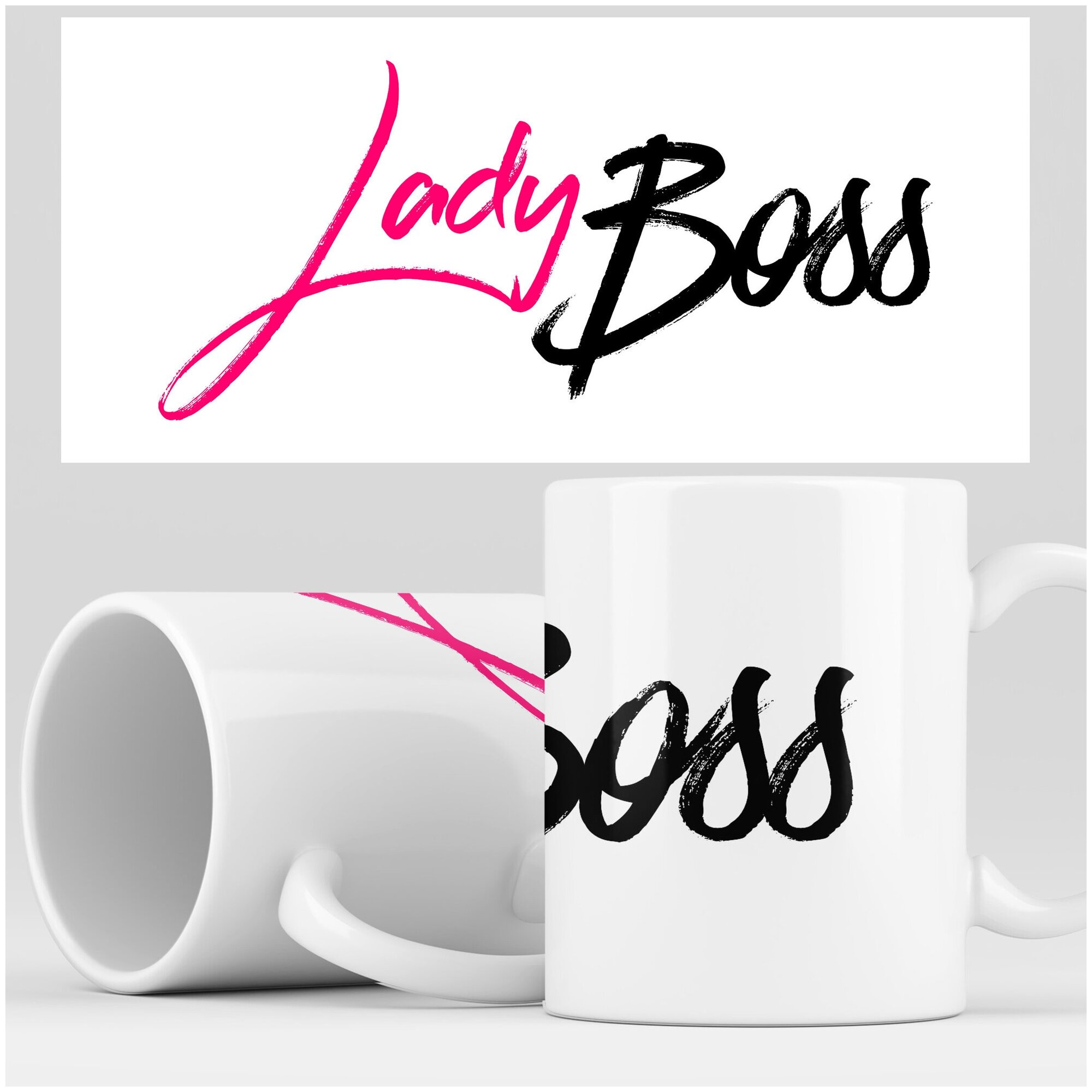 Кружка RocketCup с принтом "Lady Boss", Леди Босс, текст