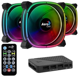 Комплект вентиляторов для корпуса AeroCool Astro 12 Pro черный/ARGB 3 шт. + контроллер