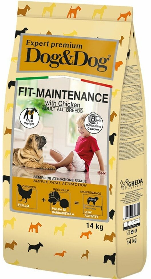 Dog&Dog Expert Premium Fit-Maintenance сухой корм для взрослых собак, для контроля веса, с курицей - 14 кг