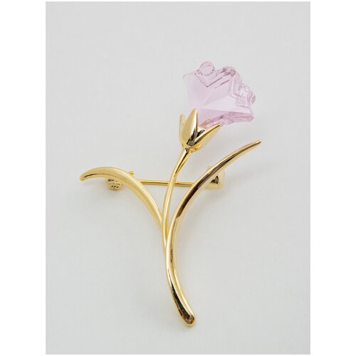 Брошь ЖемАрт, стекло, золотой, розовый