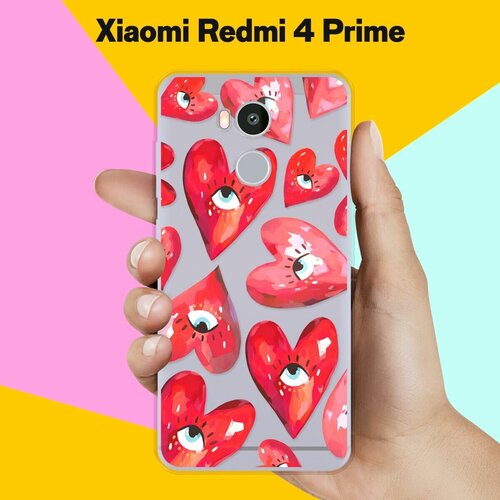 Силиконовый чехол на Xiaomi Redmi 4 Prime Сердца / для Сяоми Редми 4 Прайм