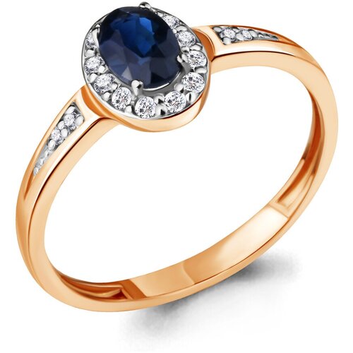 фото Золотое кольцо aquamarine 961796кс с бриллиантом и сапфиром diamant-online