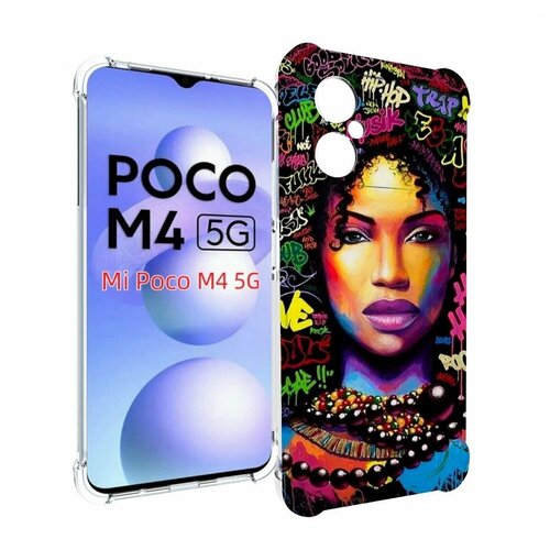 Чехол MyPads девушка-в-граффити женский для Xiaomi Poco M4 5G задняя-панель-накладка-бампер