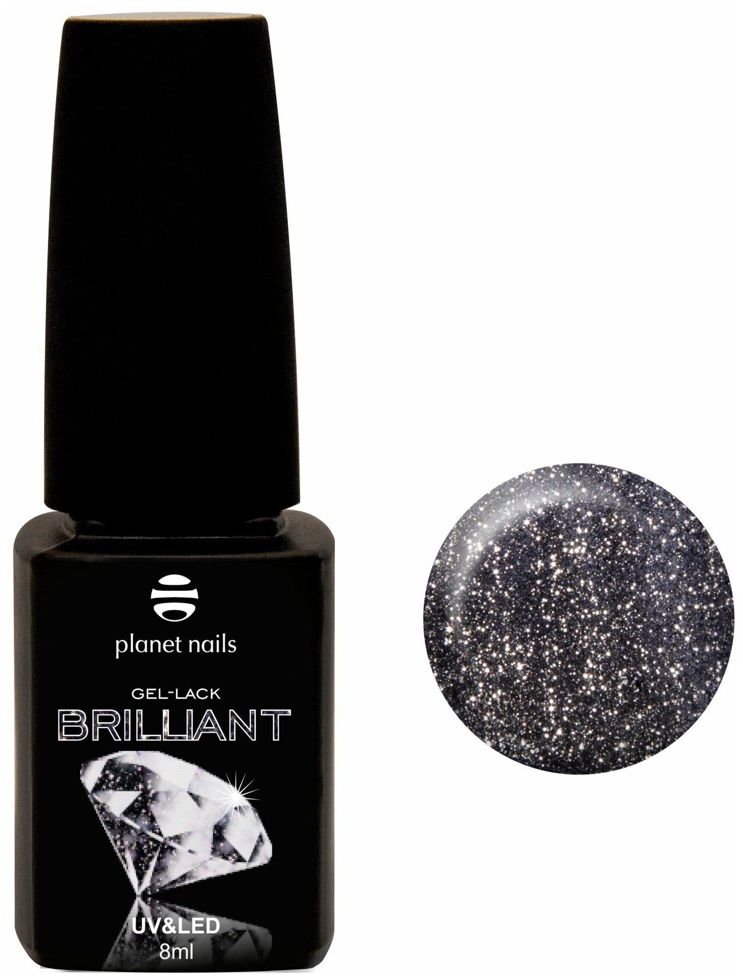 Гель-лак для ногтей Planet Nails Brilliant 707 «Графит», 8 мл