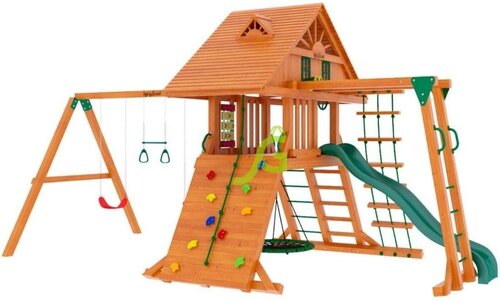 Детская деревянная площадка IgraGrad Premium Крепость с рукоходом (дерево) (спортивно-игровая площадка для дачи и улицы)