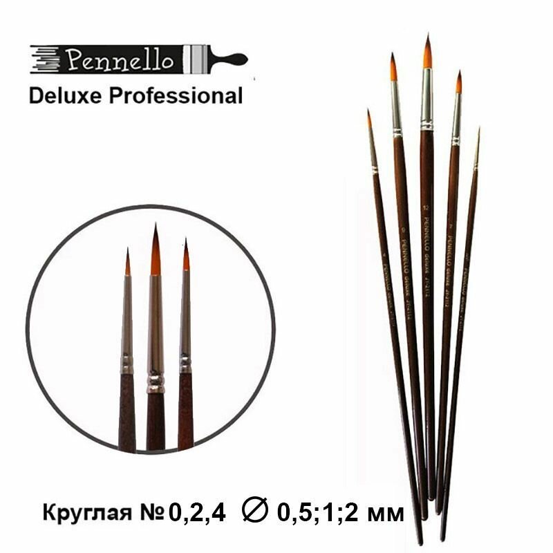 фото Кисть профессиональная, художественная Pennello DELUXE круглая, синтетика
