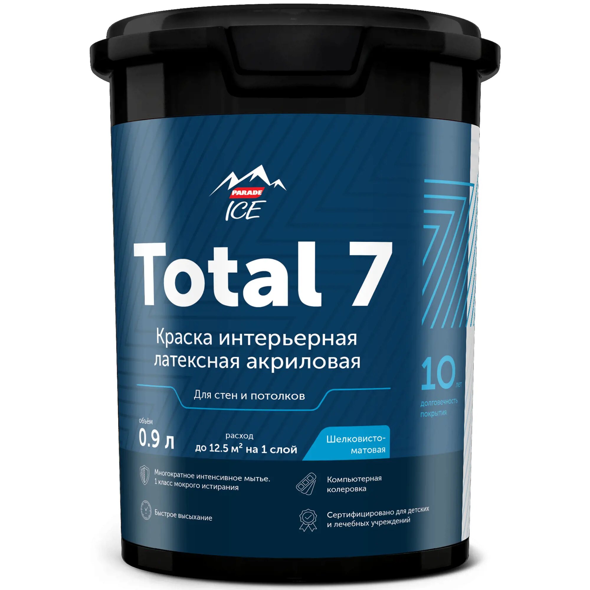 фото Краска водно-дисперсионная для стен и потолков Parade Total 7 база С 0.9 л
