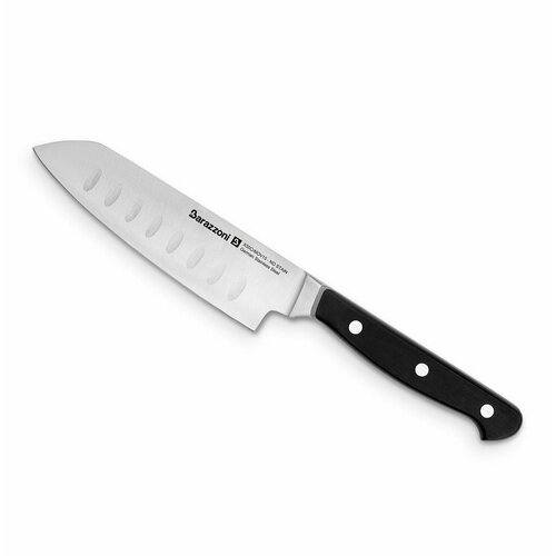 Нож кухонный Barazzoni Knives Santoku, длина лезвия 13,5 см, нержавеющая хромовая сталь, цвет черный