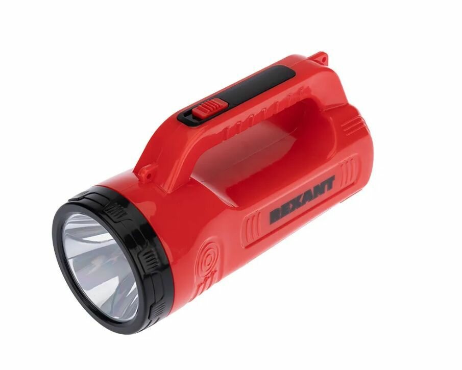 фото Поисковый кемпинговый прожектор-фонарь REXANT с солнечной батареей, индикатором зарядки и наплечным ремнем, 6 Вт, 200 Лм